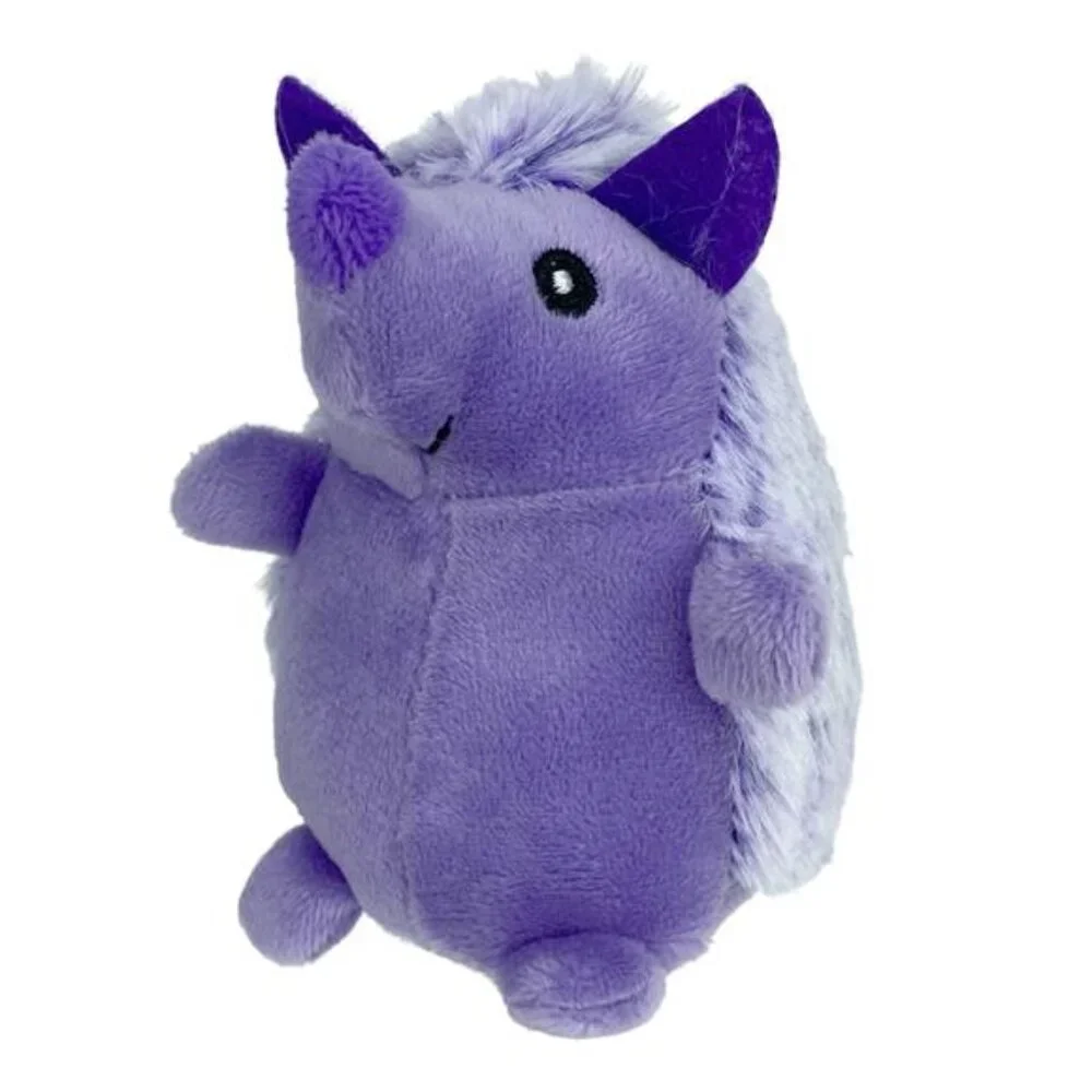 (3 pack) Multipet Mini Pet Plush Hedgehog Small Dog Toy with Squeaker, Purple
